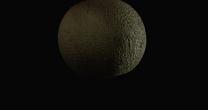Cantaloupe Melon Dropping Underwater and Floating Back Up in Slow Mo