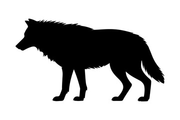 Black wolf silhouette vector animal illustration