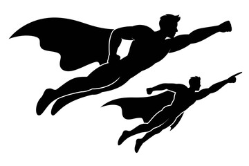 Obraz premium Superhero flying silhouette vector graphic design