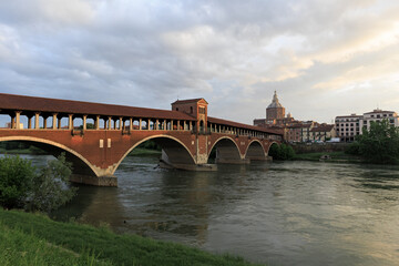 Fototapeta premium Pavia village city Italy Italian characteristic square vision bridge