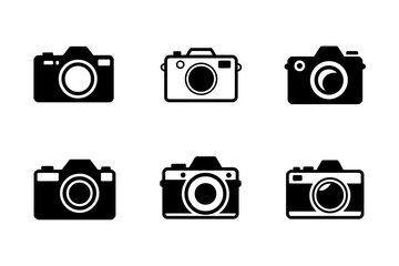 Camera icon set photography equipment vector art
