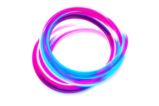 Colorful Twisted Shape on Black, Swirl Background, cut out transparent