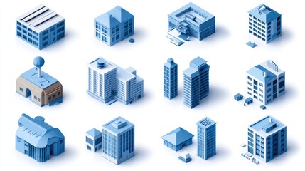Isometric City Buildings Collection