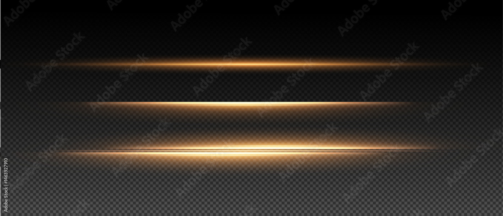 Poster golden glowing streaks with sparkles and flare on a dark transparent background. a dynamic, abstract