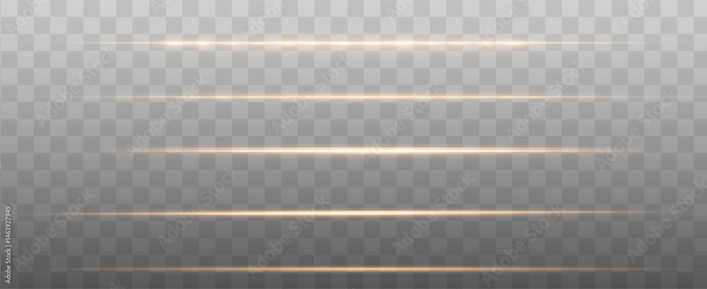 Aufkleber Golden glowing streaks with sparkles and flare on a dark transparent background. A dynamic, abstract vector element ideal for energy, motion, and digital light designs