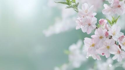 Obraz premium Delicate Pink Cherry Blossom Flowers Close-up in Spring blossom spring delicate cherry blossom bloom