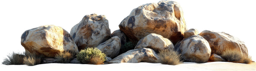 Collection of Natural Stones in Desert Landscape