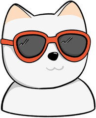 cute white dog wearing sunglasses summer