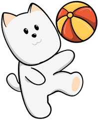 happy cartoon dog playing with beach ball