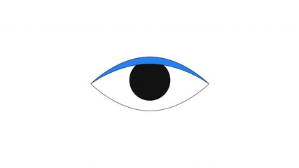 Stylized eye pupil movement and blinking 2D cartoon object animation. Glance, looking. Vision, monitoring, surveillance. Watch icon. Sight animated flat colorful item 4K video isolated on white
