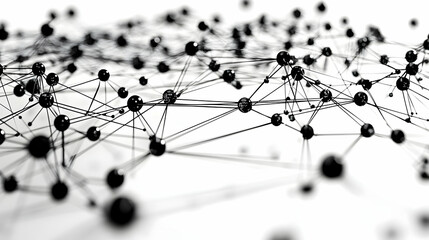 Abstract Network Design With Black Dots And Lines On White Background