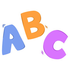 ABC, basic alphabet letters. Easy elementary for beginners. Flat graphic vector illustration isolated on white background.