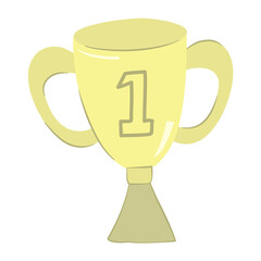 back to school stationery cartoon illustrations. Trophy for number one illustration colored hand drawn.
