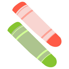 two crayons, Illustration of different colored crayons Colored crayons isolated on a white.
