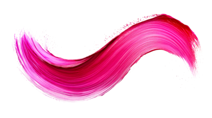 Magenta acrylic brush stroke curve isolated, cut out transparent
