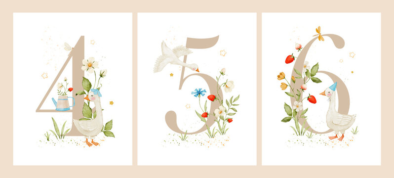 Watercolor milestone cards illustration for kids