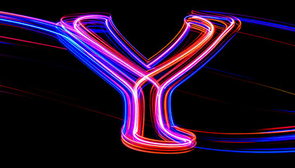 Vibrant Blurred Light Waves Forming Y Letters