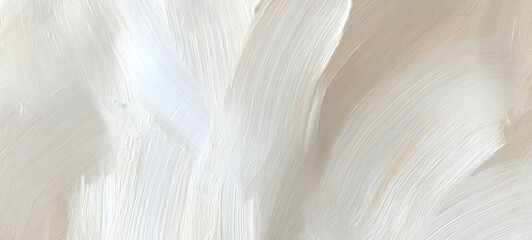Obraz premium Abstract art background with paint brush strokes. Aesthetic hand painted acrylic texture in neutral white colors