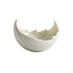 Elegant White Porcelain Bowl with Wave-like Design