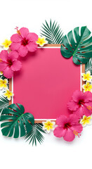 Tropical Hibiscus Flower Frame Summer