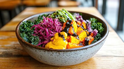 Vibrant Autumn Harvest Bowl with Roasted Vegetables and Kale