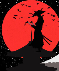 Samurai Japanese on the sun 