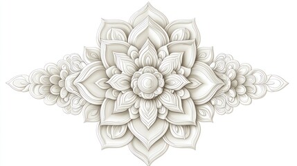 Elegant white floral carving, ornate design, isolated background, ideal for design elements