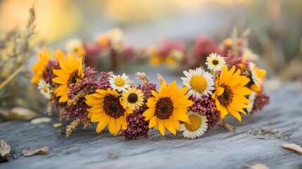 a flower crown made from sunflowers 