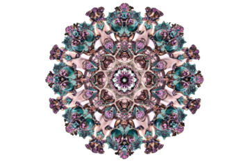 Intricate ornate mandala, kaleidoscopic visual, cut out transparent