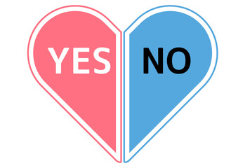 ダブルスタンダードをイメージしたYESとNOのあるハートマーク