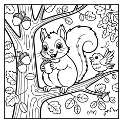 Fototapeta premium Cozy Autumn Bold And Easy Coloring Book for Kids and Adults
