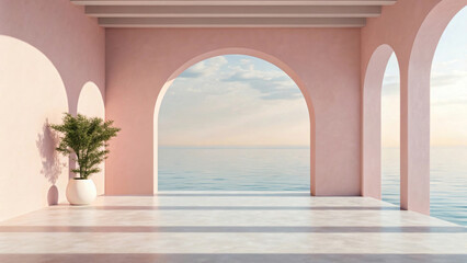 Fototapeta premium Watercolor Minimalist Background with Dreamy 3D Design Style