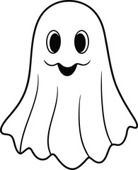 Cute Spooky Ghost Line Art Simple Halloween Design for Cards Prints and Web