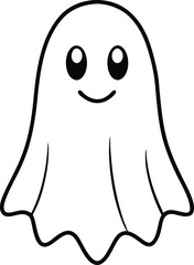 Cute Spooky Ghost Line Art Simple Halloween Design for Cards Prints and Web