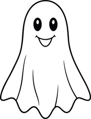 Cute Spooky Ghost Line Art Simple Halloween Design for Cards Prints and Web