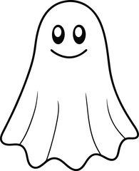 Cute Spooky Ghost Line Art Simple Halloween Design for Cards Prints and Web