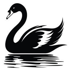 Fototapeta premium Swan silhouette clipart on a white background