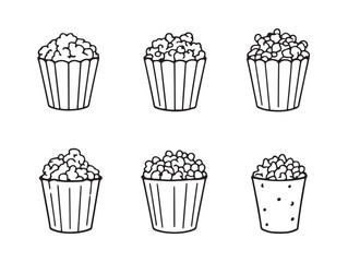 Popcorn Snack Vector in Ultra Minimalist Line Illustration