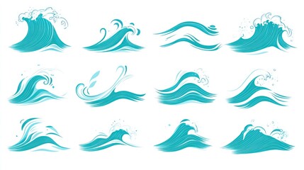 Fototapeta premium Ocean Wave Illustrations (1)