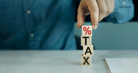 Tax and vat concept.Tax  payment.Government taxes and calculation tax return annual report.
