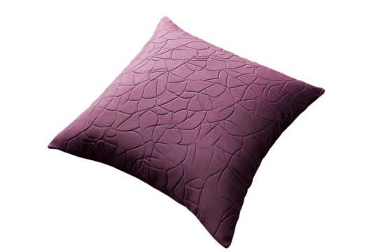 Elegant Purple Cushion with Embossed Pattern, cut out transparent