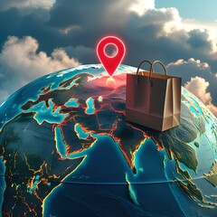 Global Delivery and Online Shopping Concept