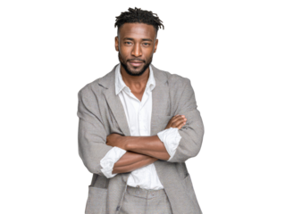 Professional Business Portraits Featuring a Confident Man in a Suit and Tie with Arms Crossed, Showcasing Leadership and Success Characteristics