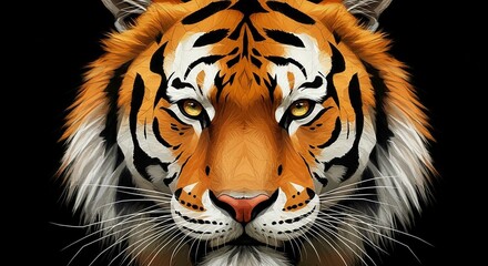 Fototapeta premium Majestic Tiger Portrait Close up of a Striking Orange and Black Bengal Tiger Face