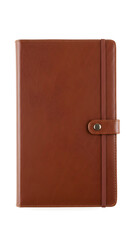 Isolated Brown Leather Notebook On White Background Photo