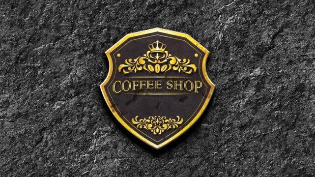 luxury gold coffee shop logo on dark bakground