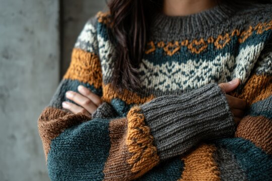 Cozy Autumn Knit Sweater: Warm Hues and Fair Isle Design