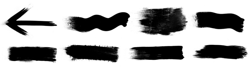 painted brush stroke with colored paint on a transparent background