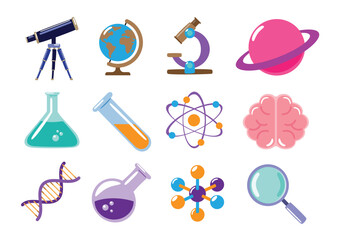 Education Science Equipment Icons Vector illustration
