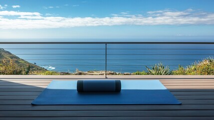 Fototapeta premium Ocean View Yoga Serene Coastal Fitness Session